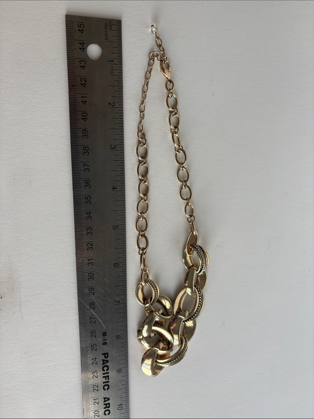 Gold Chain Link Statement Necklace Textured Adjustable Women Jewelry - Picture 4 of 4